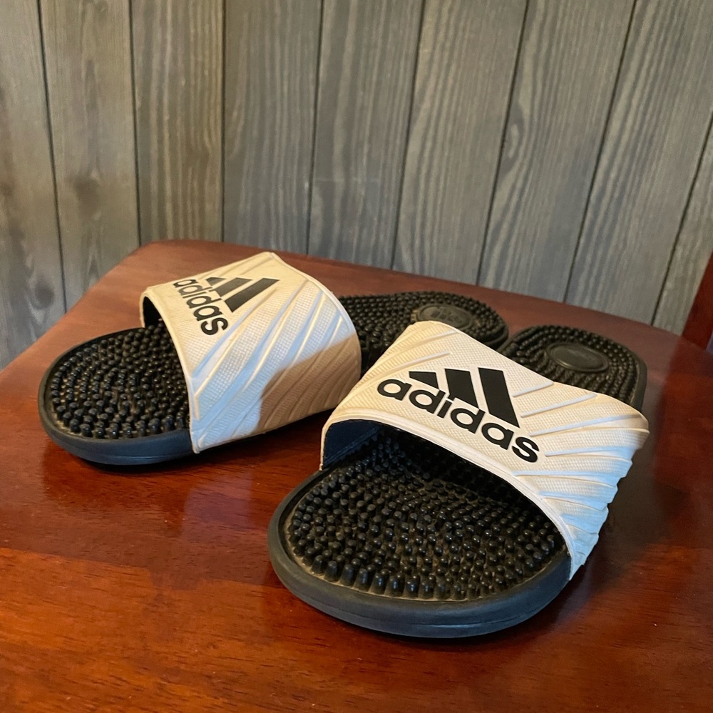 White ADIDAS Slides